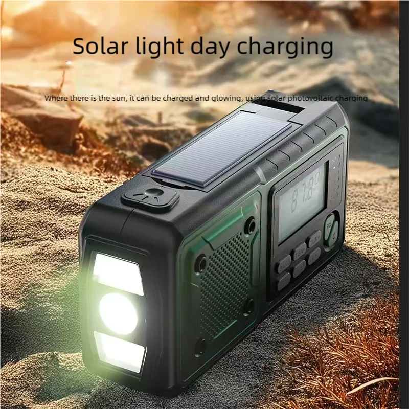 Multifunction Emergency Crank Power Station Radio - FM/AM/SW Portable with Power Bank Camping Torch Reading Lamp - Disaster Prep