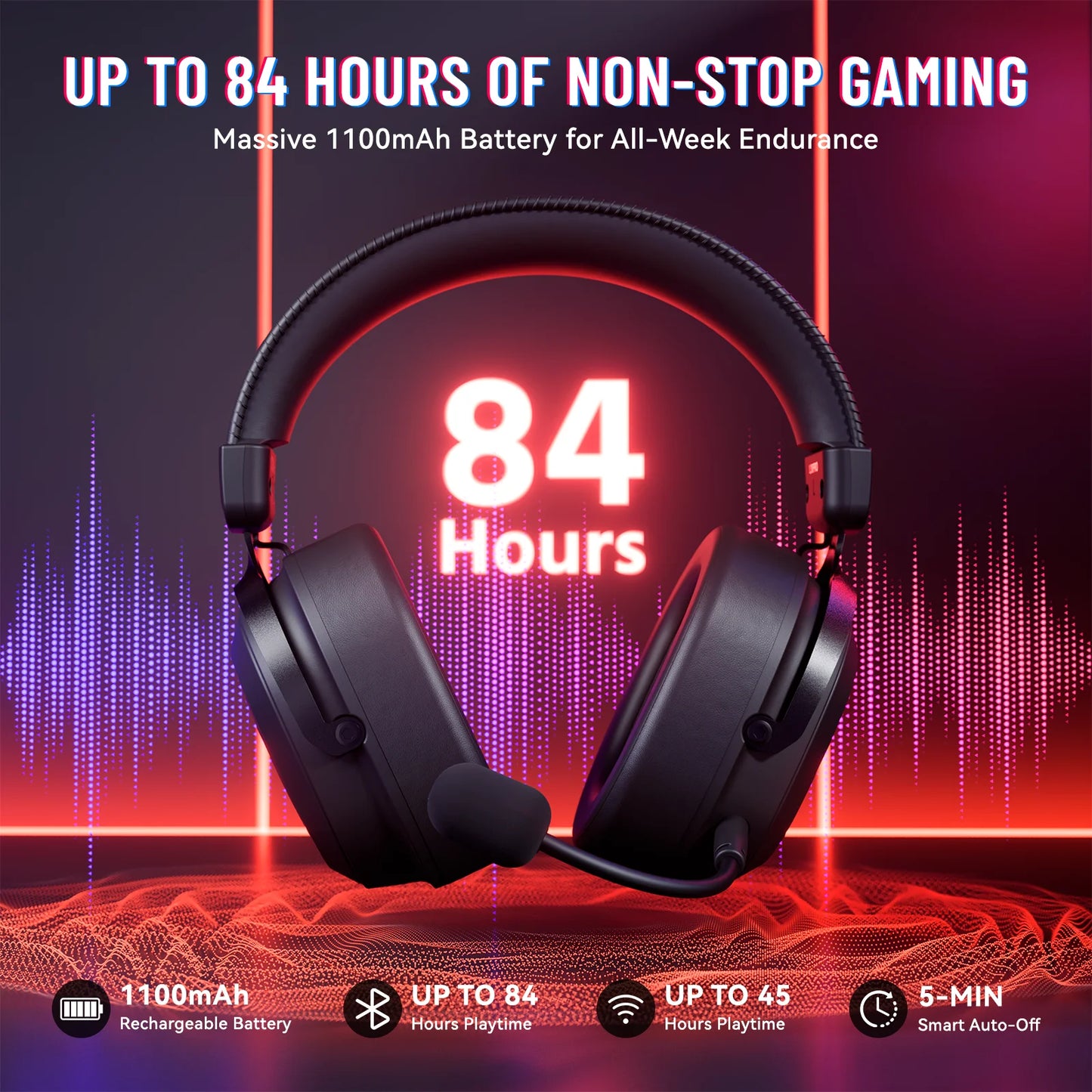 ATTACK SHARK L30PRO Wireless Gaming Headset,7.1 Surround Sound, 50mm Drivers,20ms Low Latency,Detachable Noise-Canceling Mic