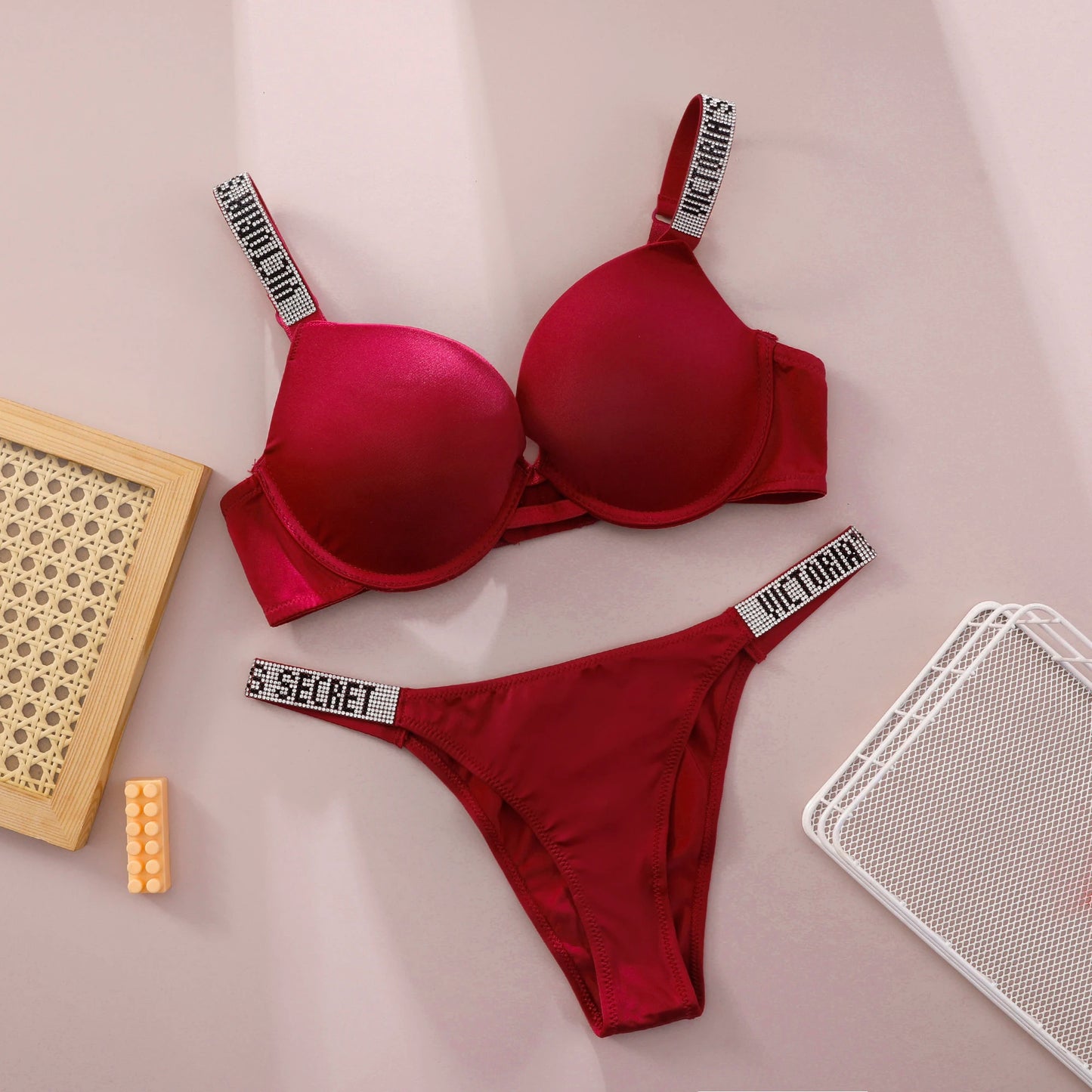 V Women Lace Push Up Bralette Seamless Comfortable Breathable Lingerie Home Wear Set Lingerie Set Underwear Set Bra Panty Set