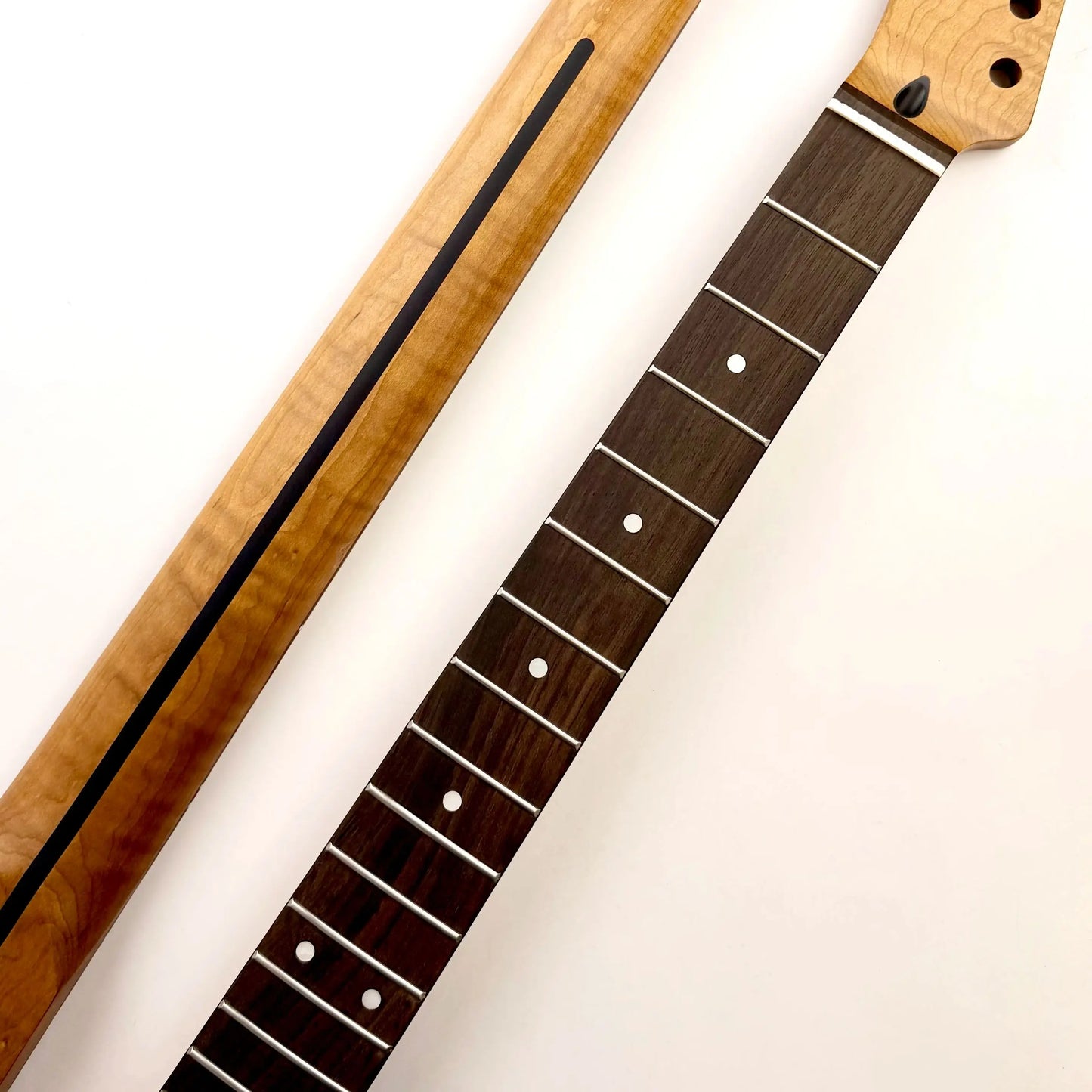 Right Hand Reverse Headstock Guitar Neck, Roasted Flame Maple Neck & Maple Fingerboard, 25.5" Scale Length for Tele Guitar