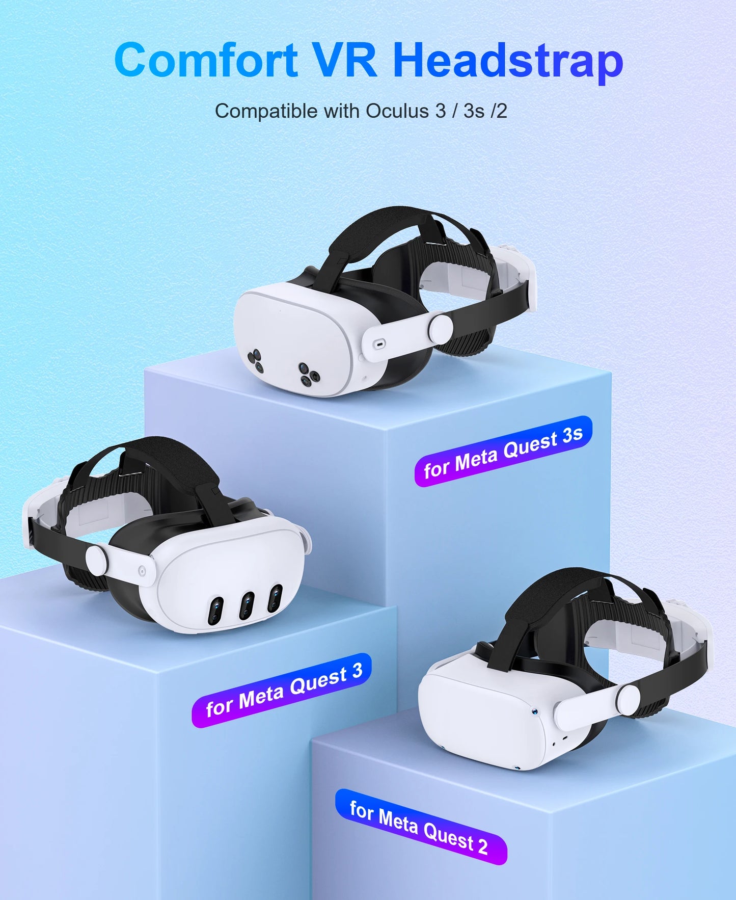 DinoFire MV1000 Head Strap For Meta Quest 3S/Quest 3/Quest 2  Head Strap Compatible for Oculus Head Strap