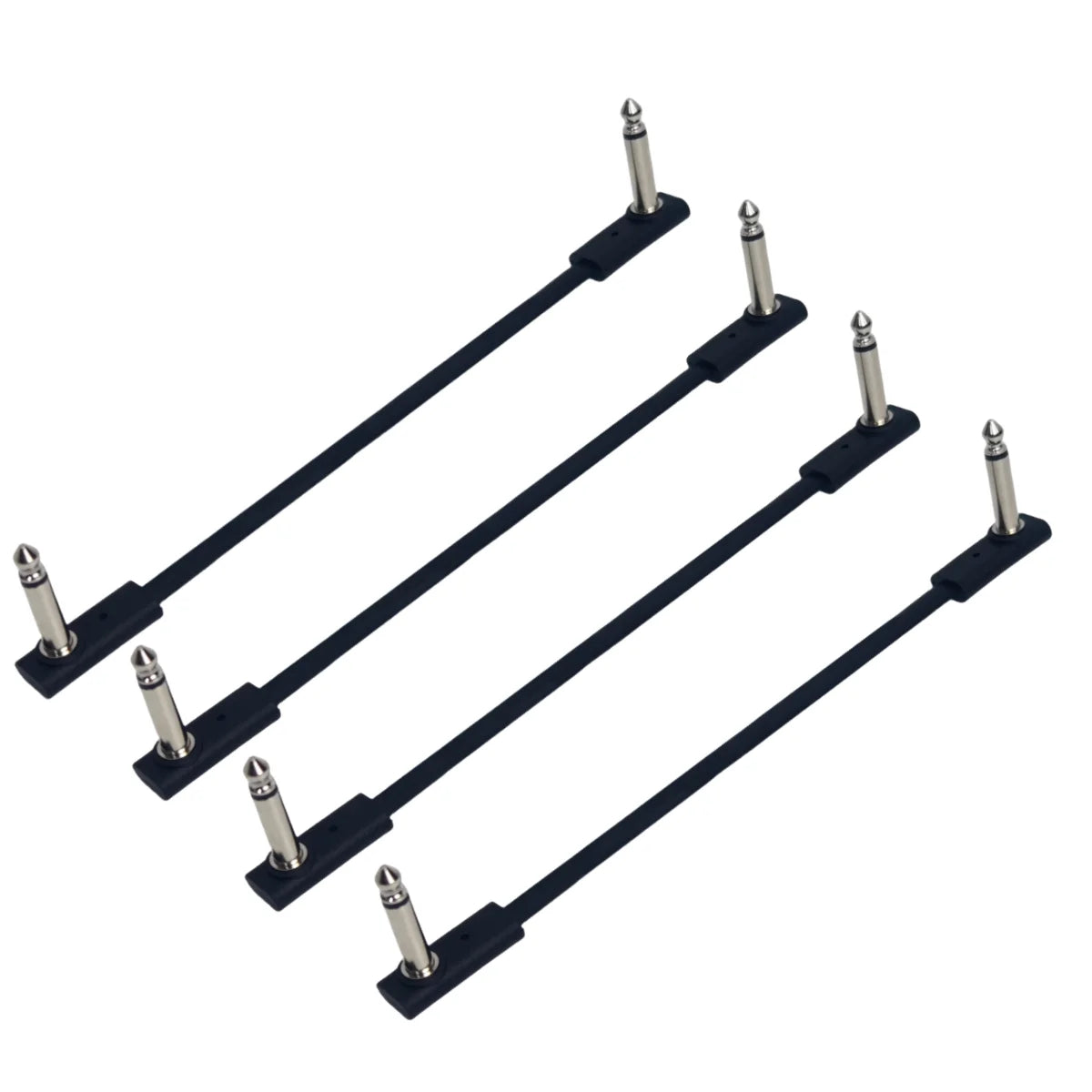 Miwayer 4pcs Flat Cables for Guitar Effect Pedal 6.35mm Mono TS Right Angle 5~50cm/Space Saving/Clear Sound /for Pedal Effects