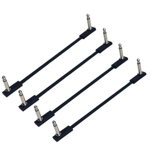 Miwayer 4pcs Flat Cables for Guitar Effect Pedal 6.35mm Mono TS Right Angle 5~50cm/Space Saving/Clear Sound /for Pedal Effects