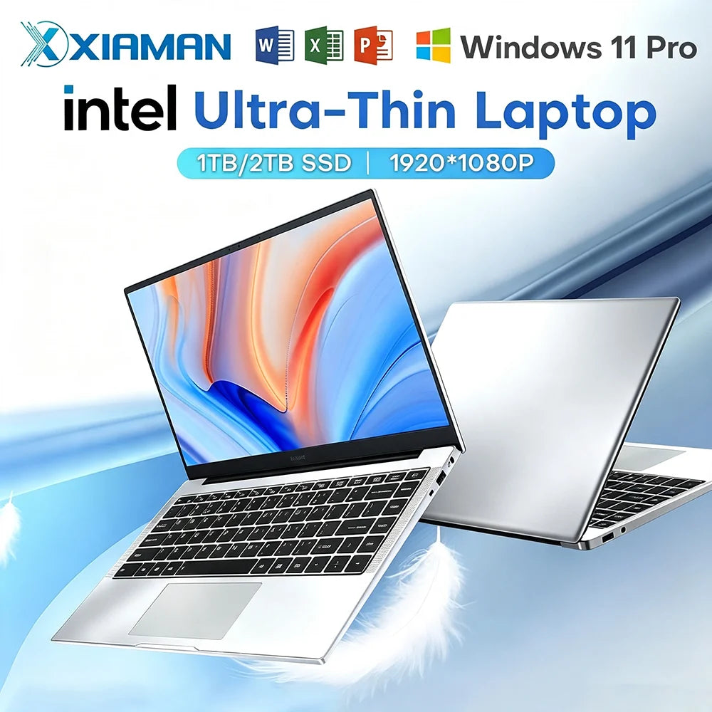 14.1" Ultra Slim Windows 11 Pro Laptop Computer intel Atom A3950 12GB RAM 1TB 2TB SSD Notebook PC 1080P HD Office Study Laptops