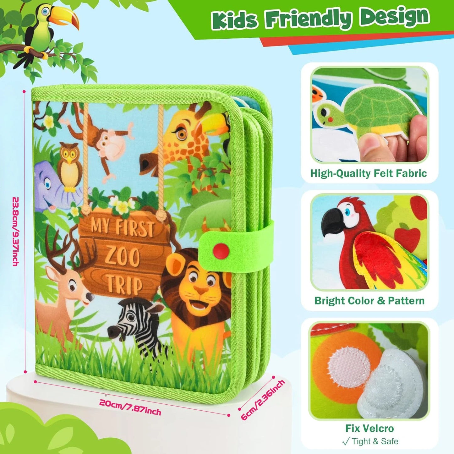 Children's baby Early Education Intelligence Learning baby Toys Felt Learning Board, Busy Board, Busy Book, Cloth Book, Including Life Skills, Alphabet, Numbers, Shapes Colors, Animals, Weather, Toddler Travel Toys, Birthday