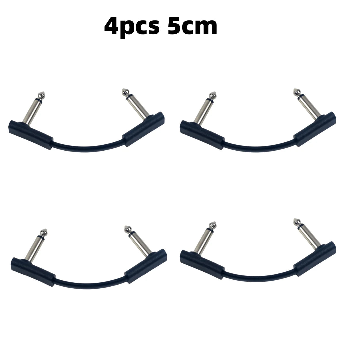 Miwayer 4pcs Flat Cables for Guitar Effect Pedal 6.35mm Mono TS Right Angle 5~50cm/Space Saving/Clear Sound /for Pedal Effects