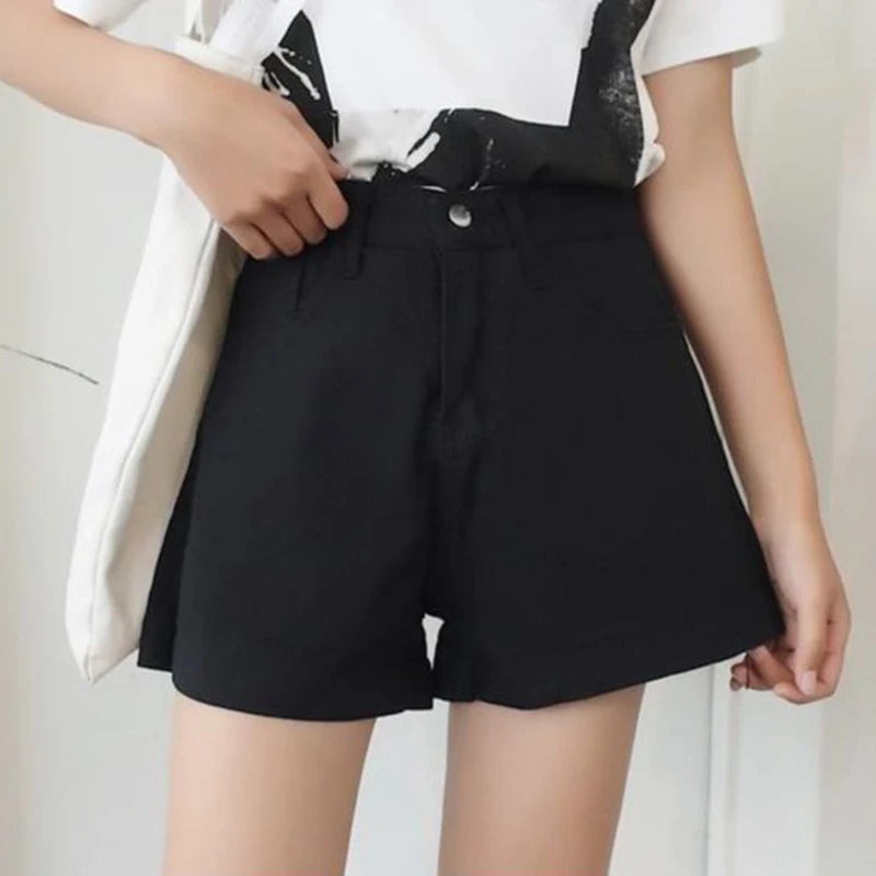 Summer Female Classic Korean Thin Jeans Lady Solid Color High Waist Denim Shorts Girls Fashion Leisure Daily Short Pants