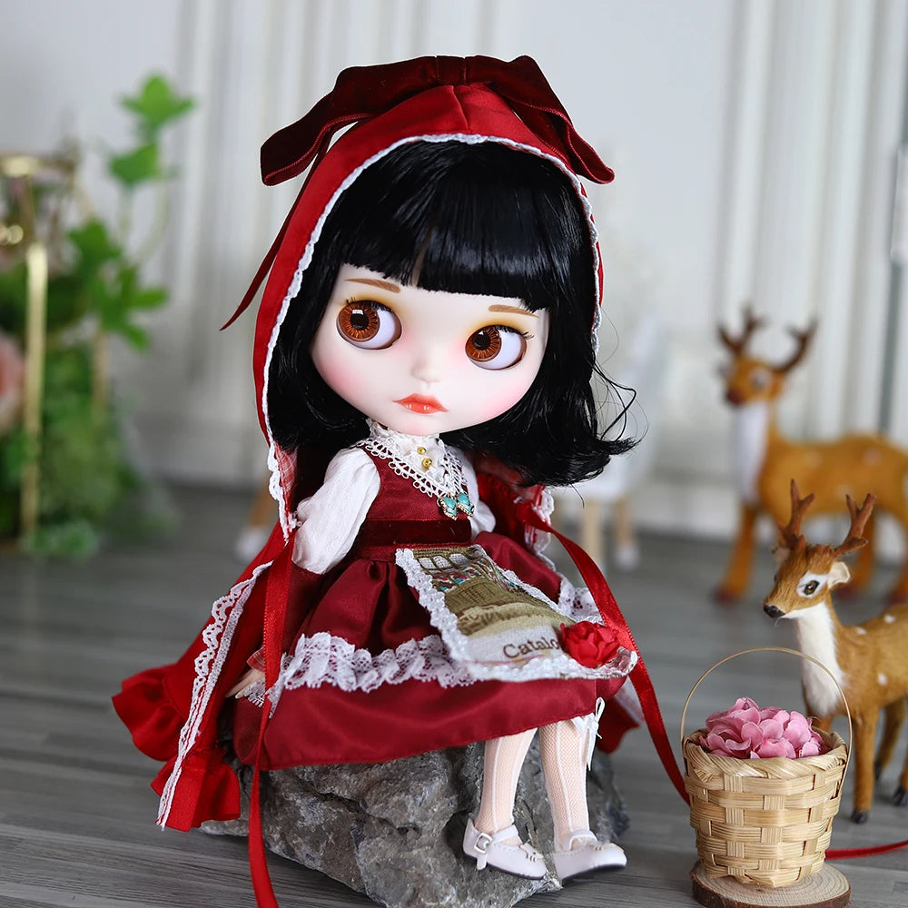 ICY DBS Blyth Doll White Skin joint Body Matte Face Cute Short Hair Playful Doll DIY SD Gift Toys