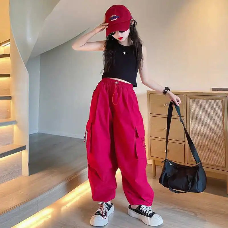 Teenage Girls Clothing Children Pants Kids Clothes Summer Streetwear Hip-hop Street Dance Casual Cargo Pants Fashion