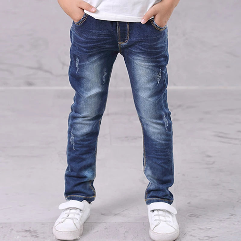 IENENS Fashion Jeans Trousers Boy's Denim Long Pants Kids Slim Jeans Young Children Straight Cowboy Pants 5-13Y Spring Autumn