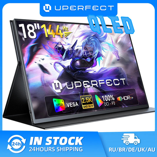 UPERFECT Portable Monitor 18" 2K 144Hz Gaming Display 2560x1600 QHD 100% DCI-P3 HDR Laptop Second Screen for Computer Phone Game
