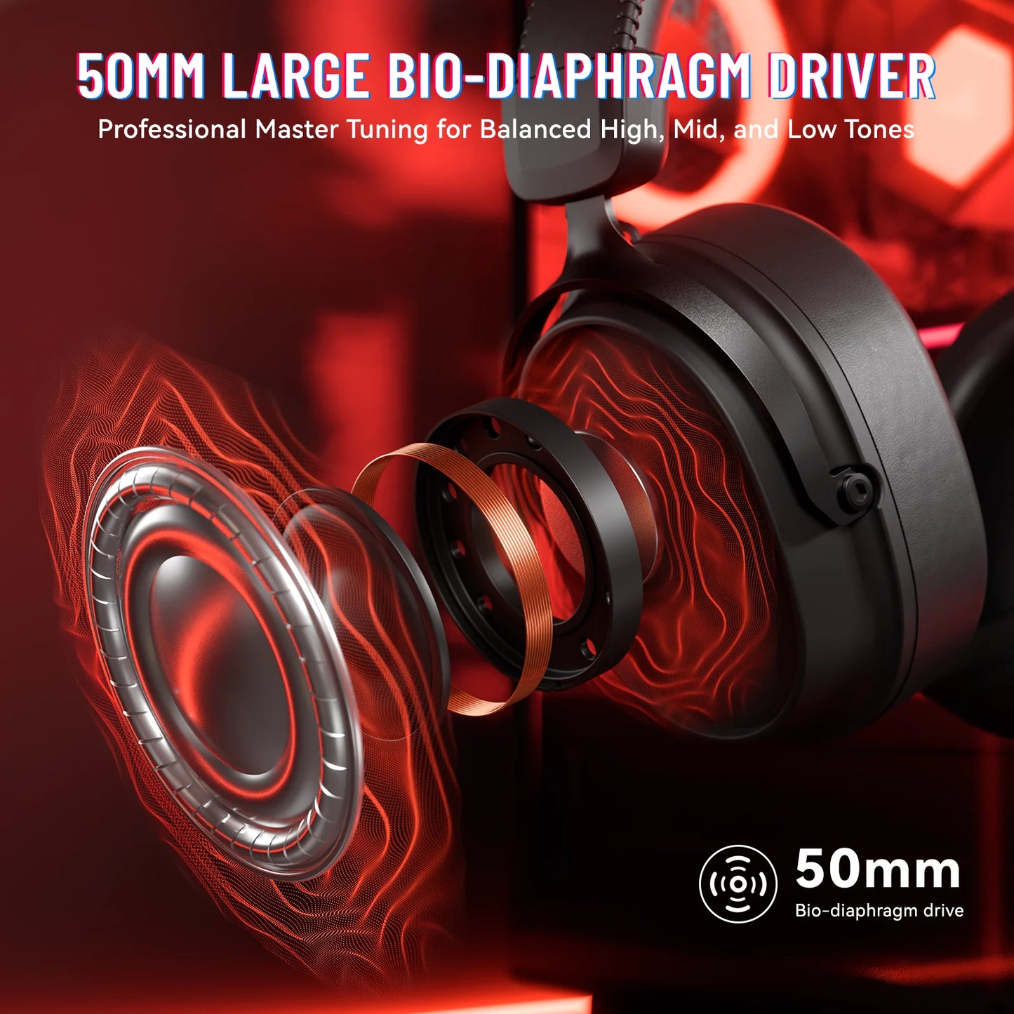 ATTACK SHARK L30PRO Wireless Gaming Headset,7.1 Surround Sound, 50mm Drivers,20ms Low Latency,Detachable Noise-Canceling Mic