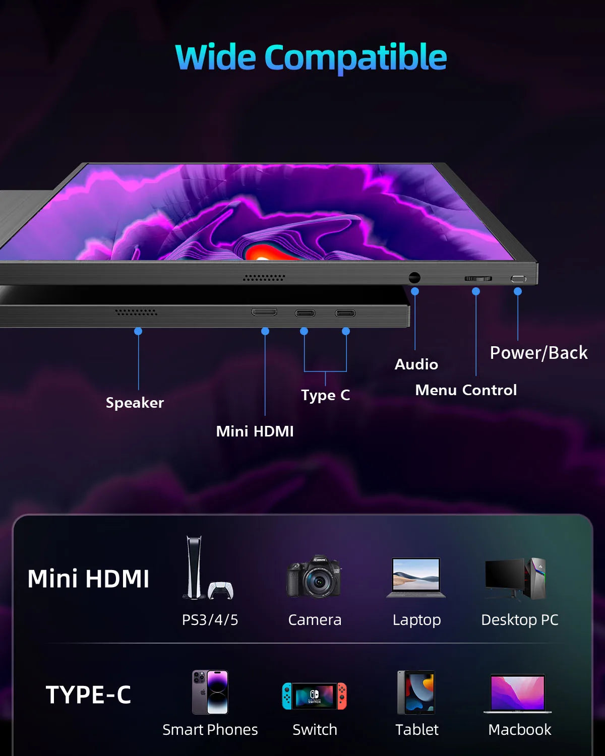 UPERFECT Portable Monitor 18" 2K 144Hz Gaming Display 2560x1600 QHD 100% DCI-P3 HDR Laptop Second Screen for Computer Phone Game