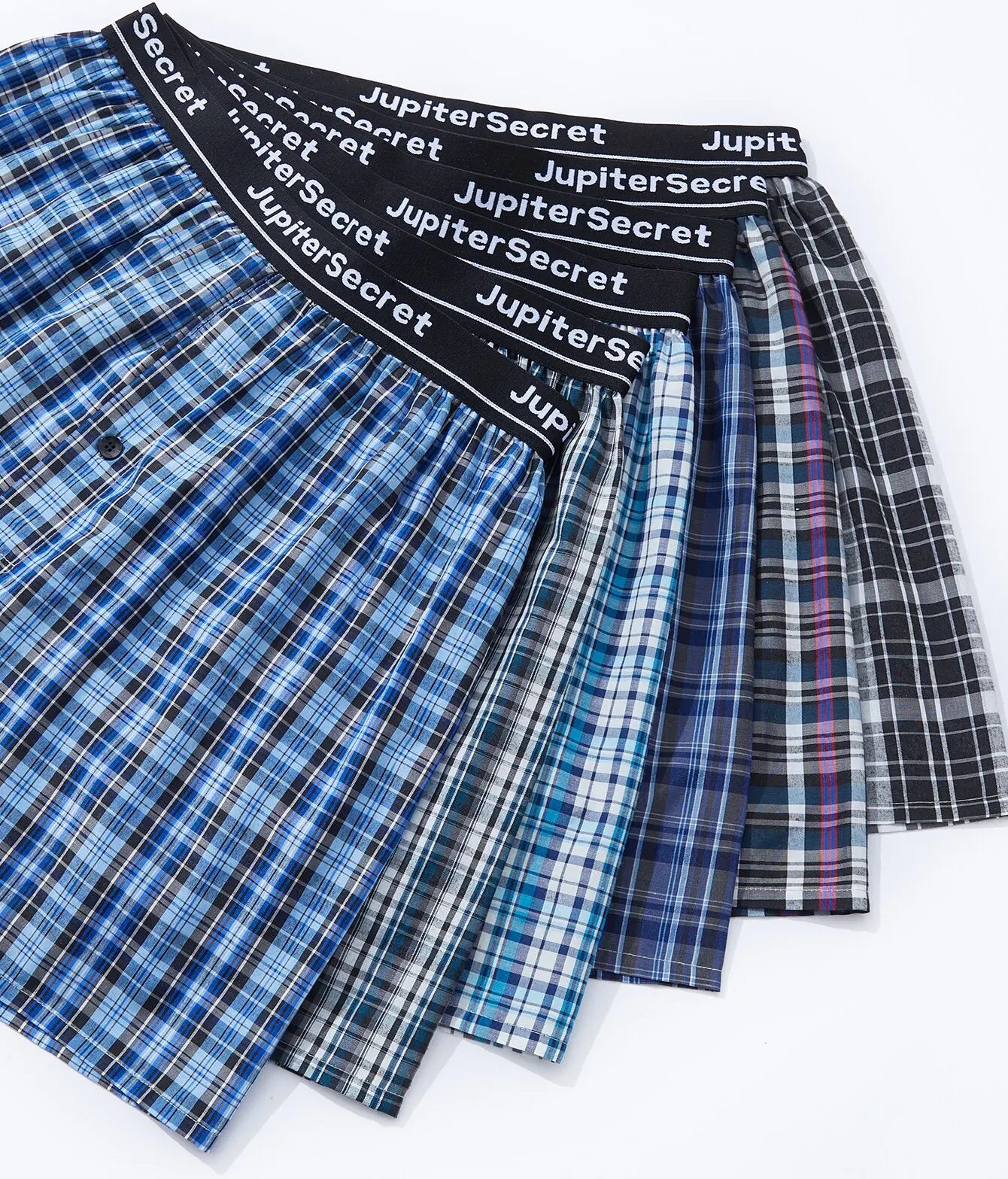 JupiterSecret 6pcs Men's Underwear Woven Boxer Shorts with Elastic Waistband and Button Random Color