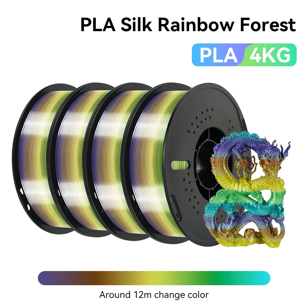 KINGROON 1kg 4kg  Silk & Matt Rainbow PLA 3D Printer Filaments Liquid Light for 3D Printing 1.75mm