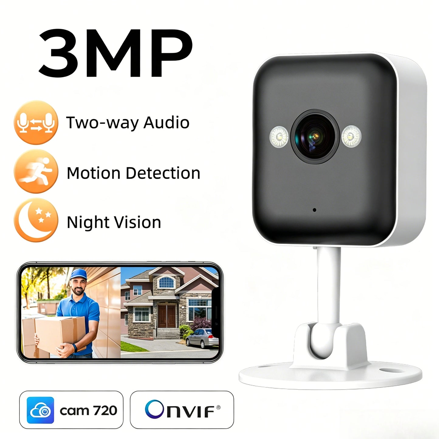 JOOAN 3MP Wifi IP Camera Motion Detection Two-way audio Baby Monitor Smart Home Security Camera