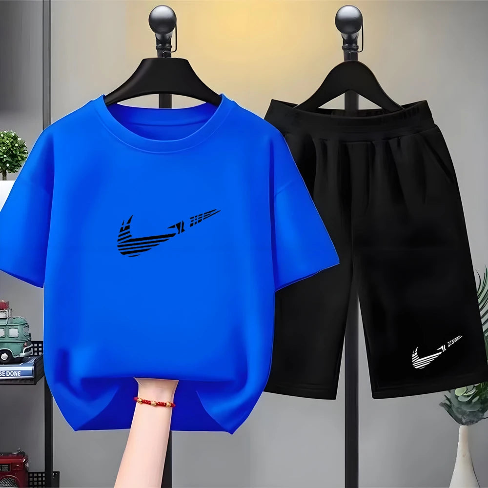 Children Set white T-shirt Short-Sleeved+Shorts Boy Girl Toddler 3-12Years Casual Sports Brand cool Fashio Clothes Summer