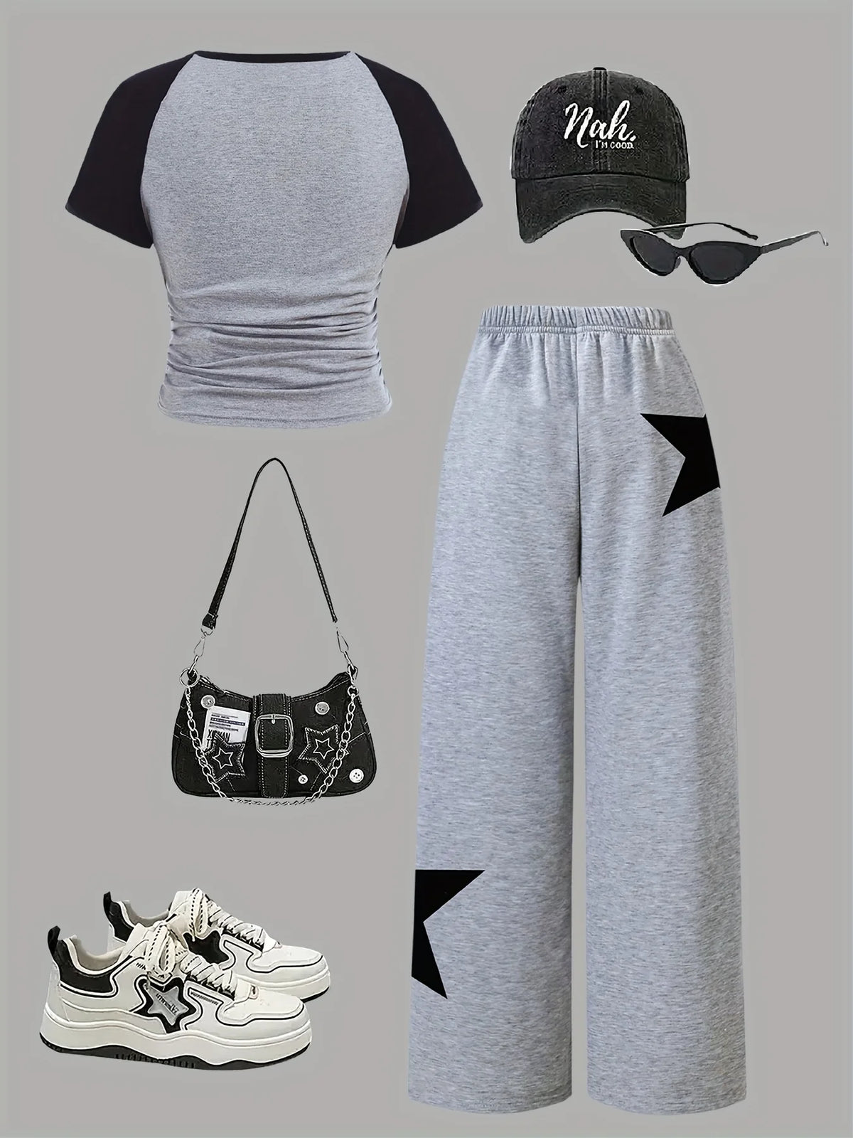 Girls' Summer and Autumn Casual Outfit: Girls' Fitted Top T-Shirt + Wide-Leg Long Pants Two-Piece Set, Children's Star Print Set Suitable for 8-12 Year Old Kids, Versatile Clothing for Home and Outings