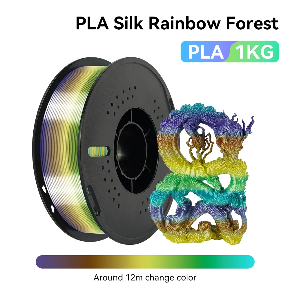 KINGROON 1kg 4kg  Silk & Matt Rainbow PLA 3D Printer Filaments Liquid Light for 3D Printing 1.75mm