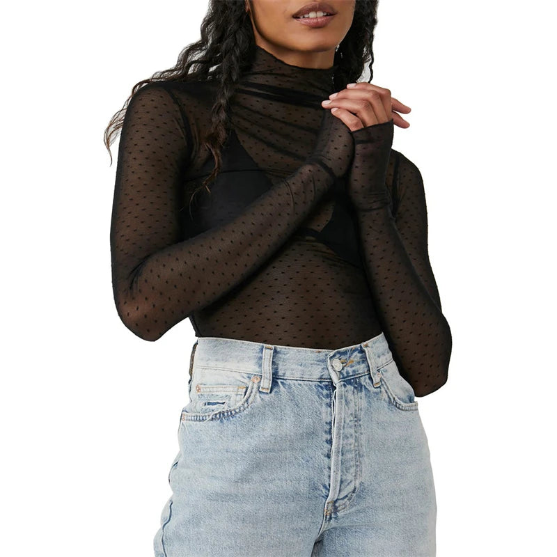 New Transparent See Through Blouse Shirt Women Sexy Harajuku Mesh Tops Casual Summer Ladies Top Femininas Clubwear SheerTee