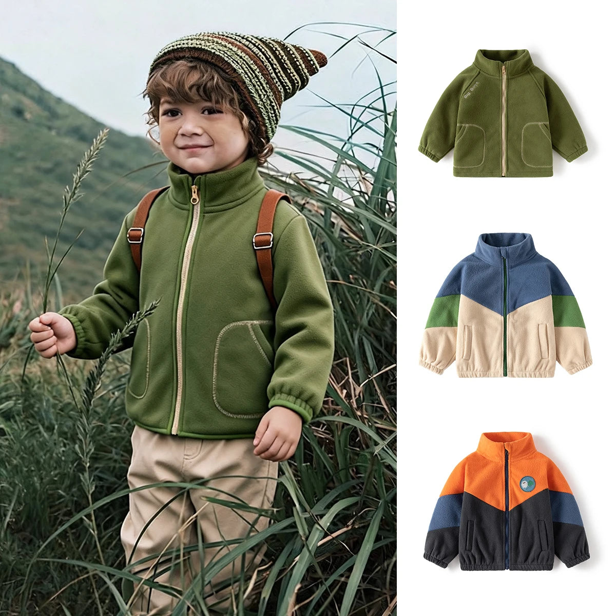 Ircomll New Children Boys Polar Fleece Jacket Autumn Winter Kids Coat Causal Toddler Stand Collar Zipper Outwear Boys Clothing