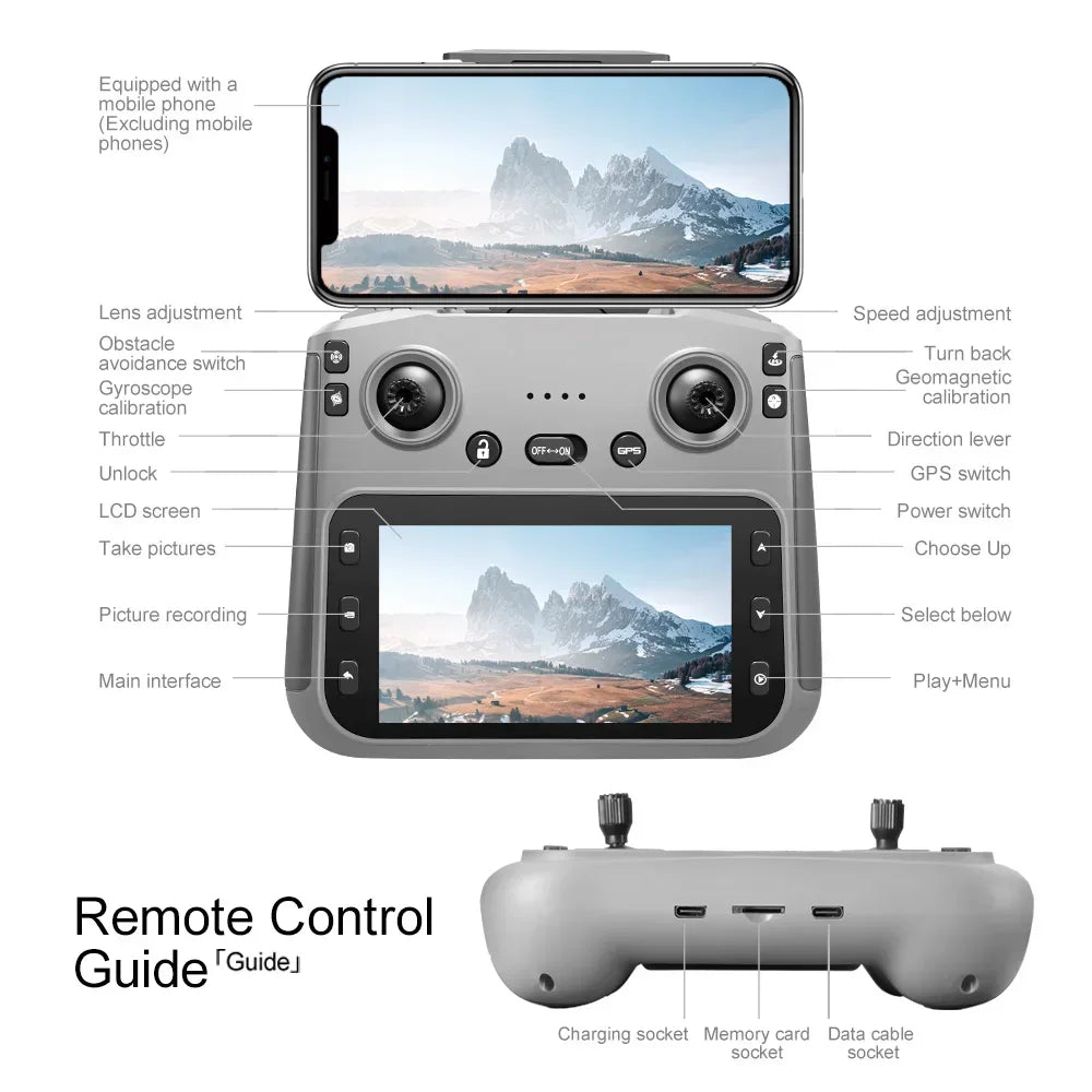 Lenovo V198MAX GPS Return Drone 5G 8K HD Dual Camera Dron Remote With Screen Laser Obstacle Avoidance Drone RC Toys Gifts FPV