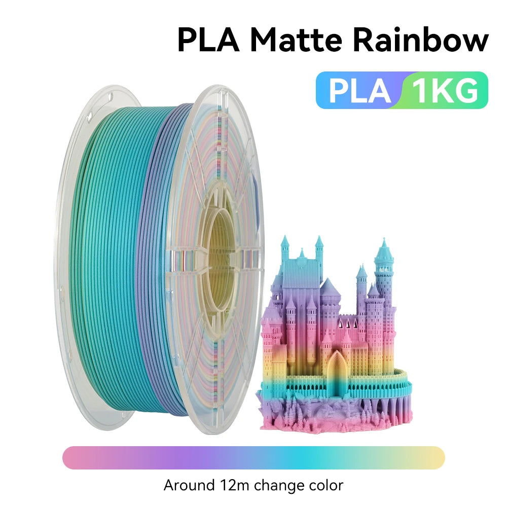 KINGROON 1kg 4kg  Silk & Matt Rainbow PLA 3D Printer Filaments Liquid Light for 3D Printing 1.75mm