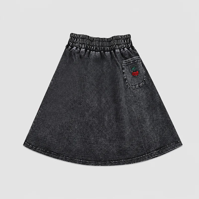 Denim Black Family Matching Set Long Sleeve Children's Clothing - Girl Dress Boys Casual Shirt Baby Rompers with Logo Embroidery