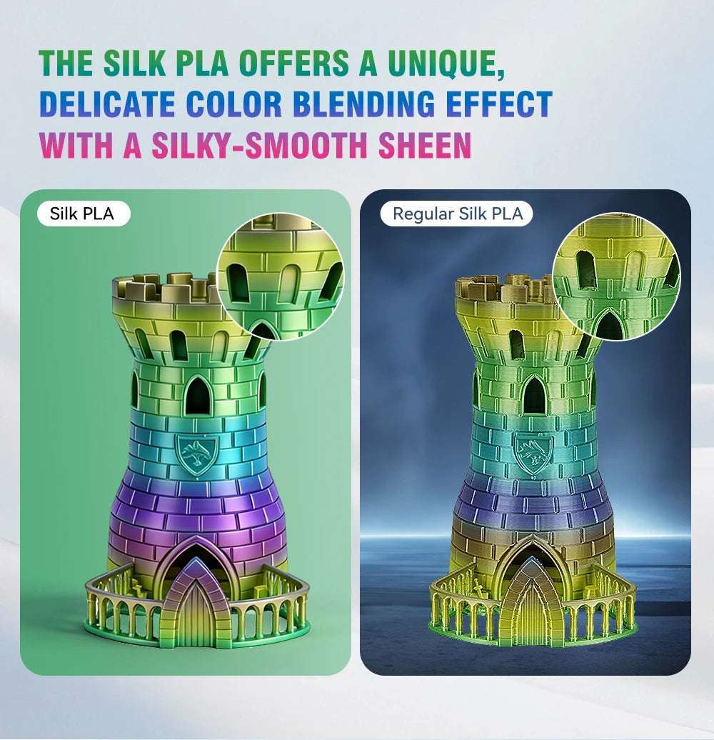 KINGROON 1kg 4kg  Silk & Matt Rainbow PLA 3D Printer Filaments Liquid Light for 3D Printing 1.75mm