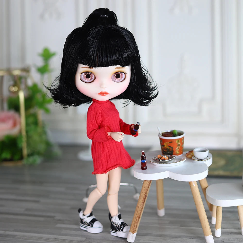 ICY DBS Blyth Doll White Skin joint Body Matte Face Cute Short Hair Playful Doll DIY SD Gift Toys