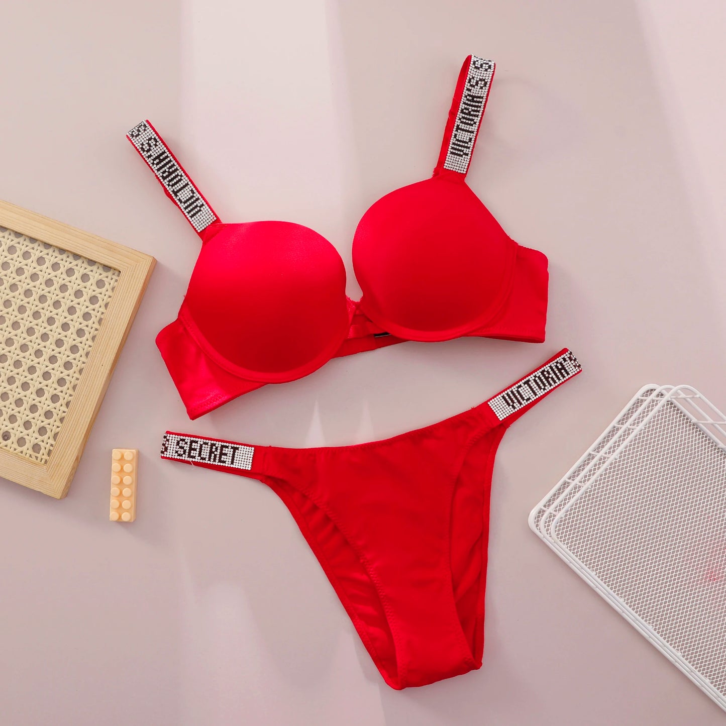 V Women Lace Push Up Bralette Seamless Comfortable Breathable Lingerie Home Wear Set Lingerie Set Underwear Set Bra Panty Set