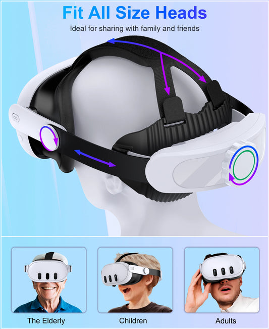 DinoFire MV1000 Head Strap For Meta Quest 3S/Quest 3/Quest 2  Head Strap Compatible for Oculus Head Strap