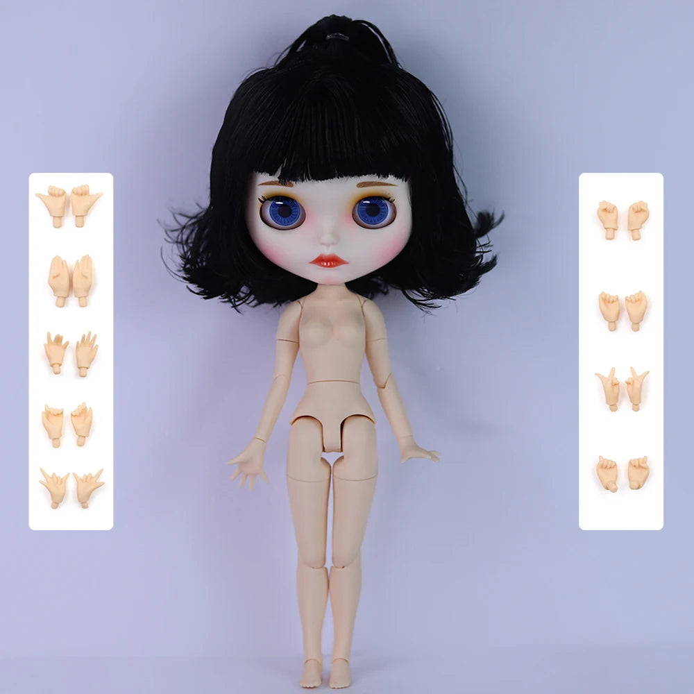 ICY DBS Blyth Doll White Skin joint Body Matte Face Cute Short Hair Playful Doll DIY SD Gift Toys