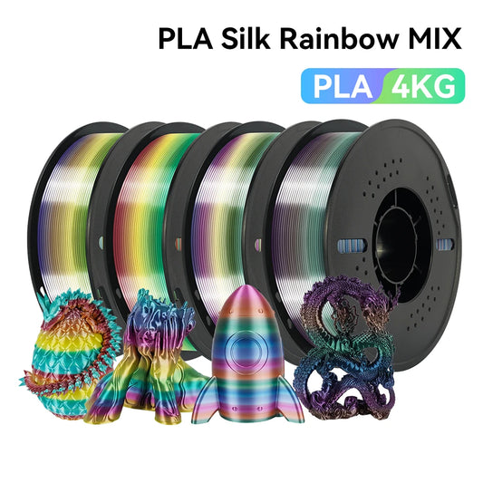 KINGROON 1kg 4kg  Silk & Matt Rainbow PLA 3D Printer Filaments Liquid Light for 3D Printing 1.75mm