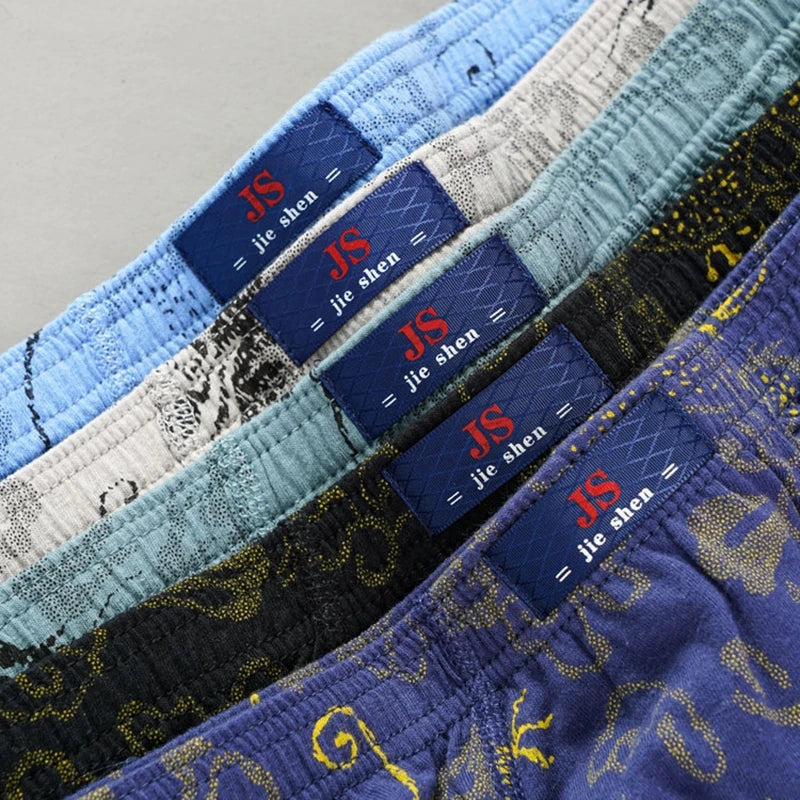 10 Pcs/Lot 100% Cotton Men's Printed Briefs Underpants Underwear Loose Plue Size Lingerie Moisture Absorbent Breathable Panties
