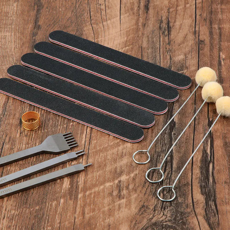 Leather Craft Tool Kit Leather Hand Sewing Repair Kit Stitching Punch Carving Work Groover Set DIY Tool Set Professional