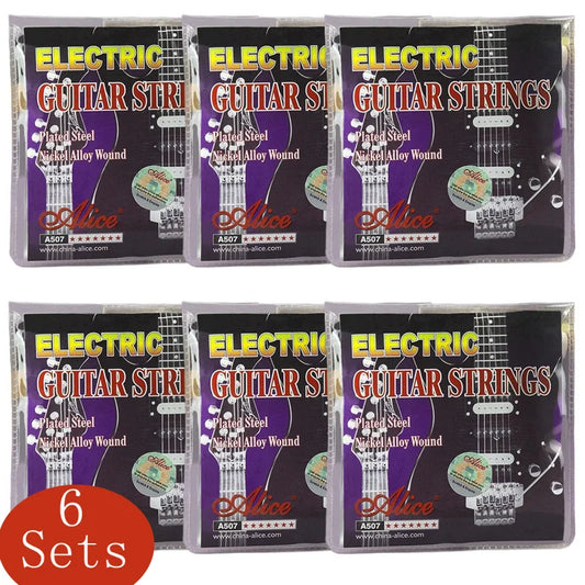 6 Sets Electric Guitar Strings Alice A507 Guitar Strings Steel Core Nickel Plated Wound Alloy Wire Packs Guitar Strings