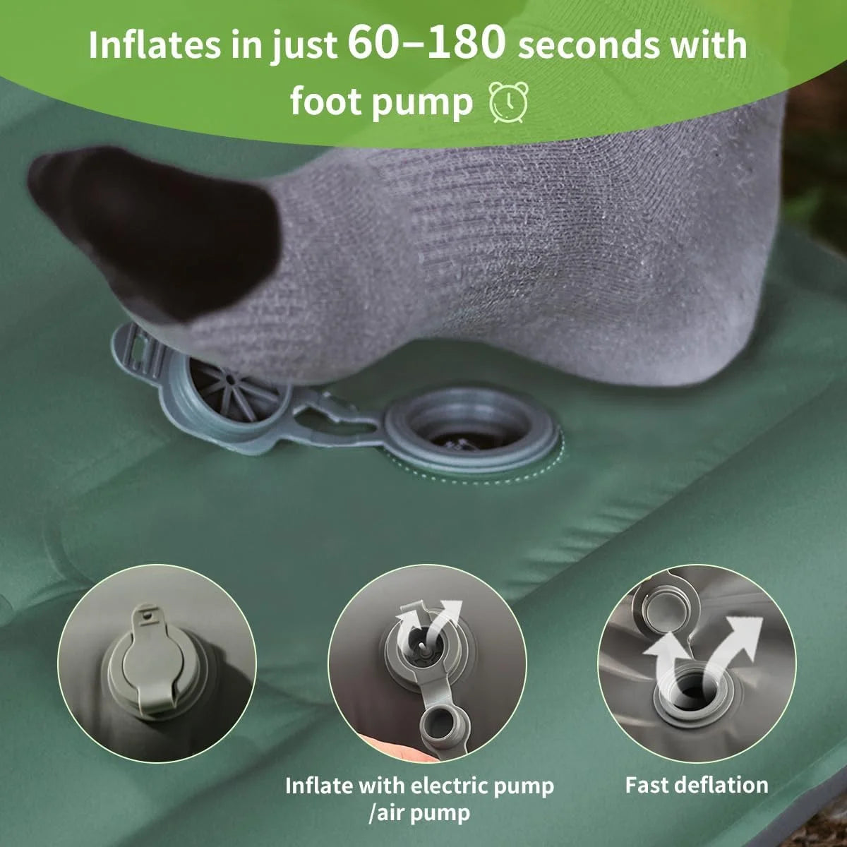 Ultralight Extra Thick 4Inch Camping Sleeping Pad with Built-In Pillow And Foot Pump Inflatable Sleeping Mat for Outdoor Camping