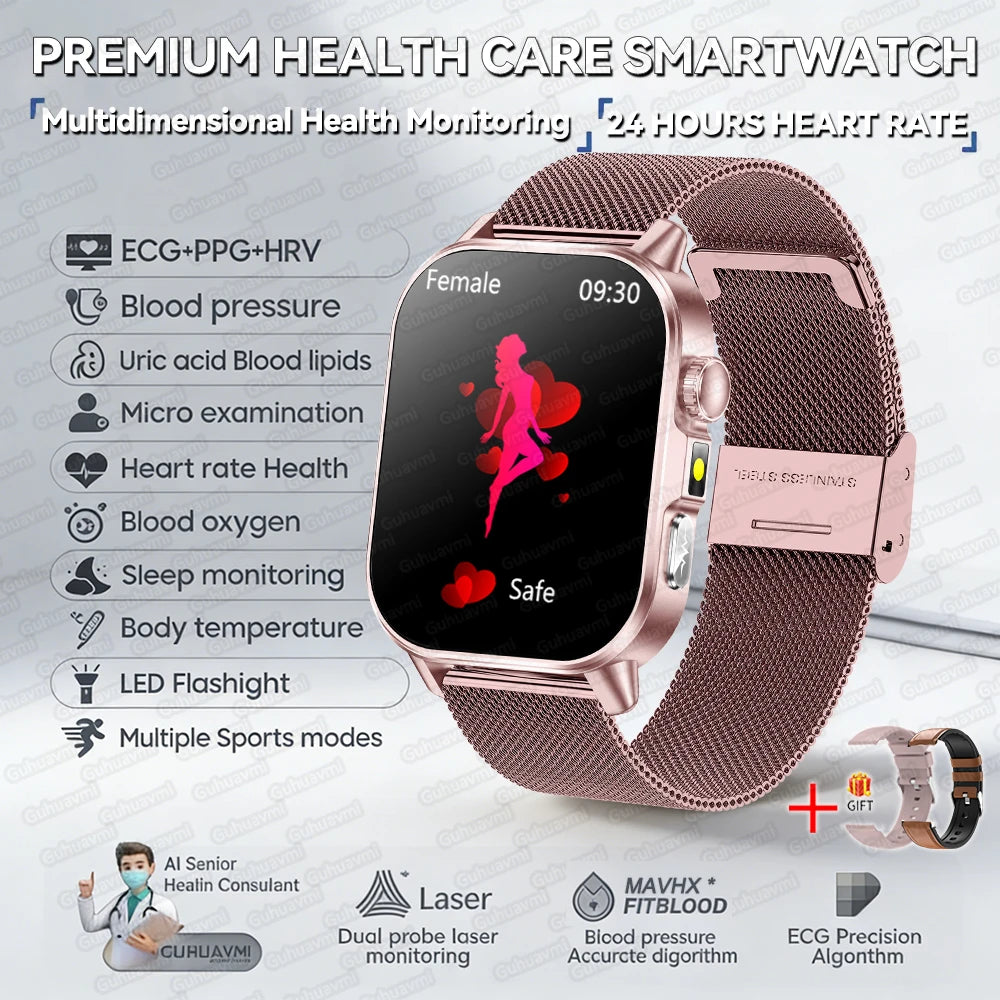 New Precise Health Care Smart Watch ECG+HRV Uric Acid Blood Lipids Emotional Perception Bluetooth Call Smartwatchs For Men Women