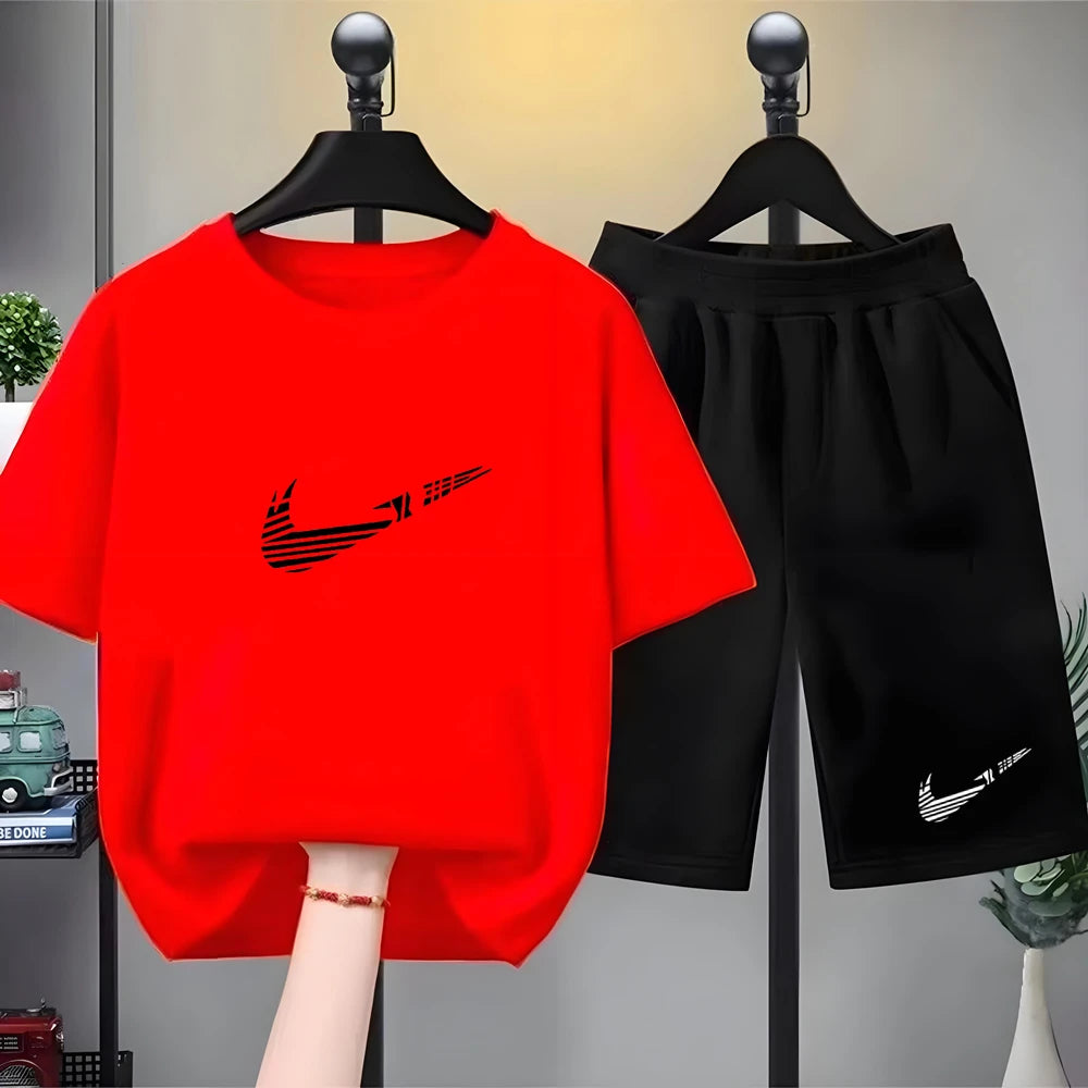 Children Set white T-shirt Short-Sleeved+Shorts Boy Girl Toddler 3-12Years Casual Sports Brand cool Fashio Clothes Summer