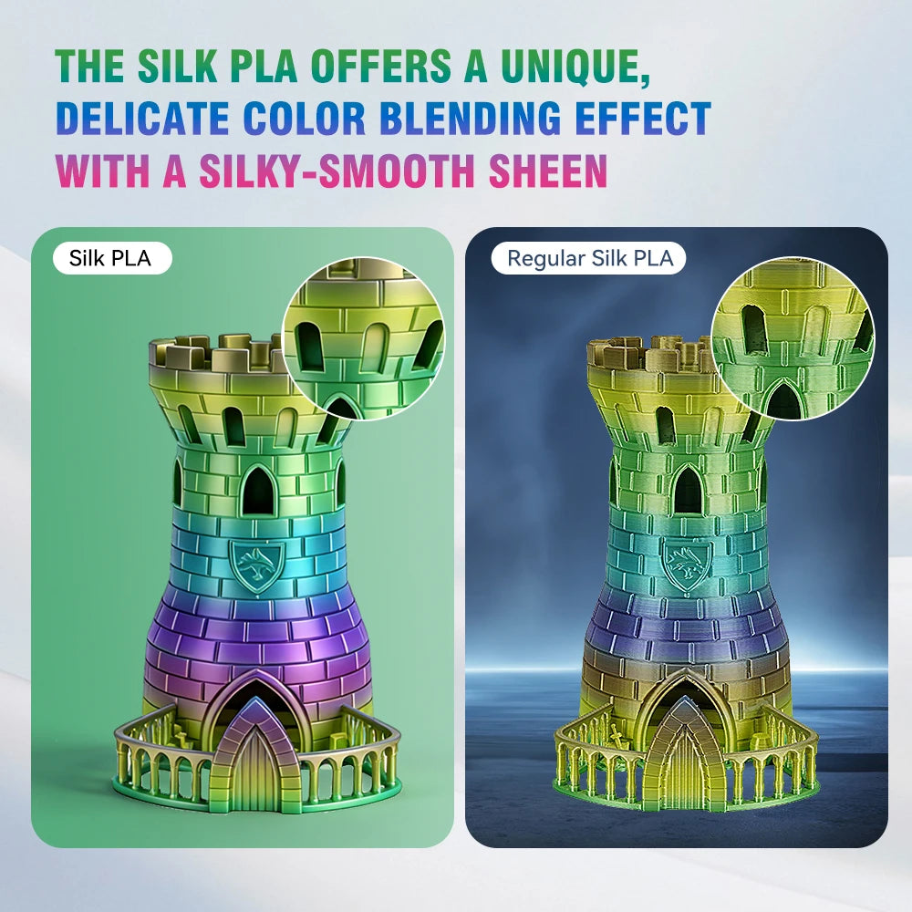 KINGROON 1kg 4kg  Silk & Matt Rainbow PLA 3D Printer Filaments Liquid Light for 3D Printing 1.75mm