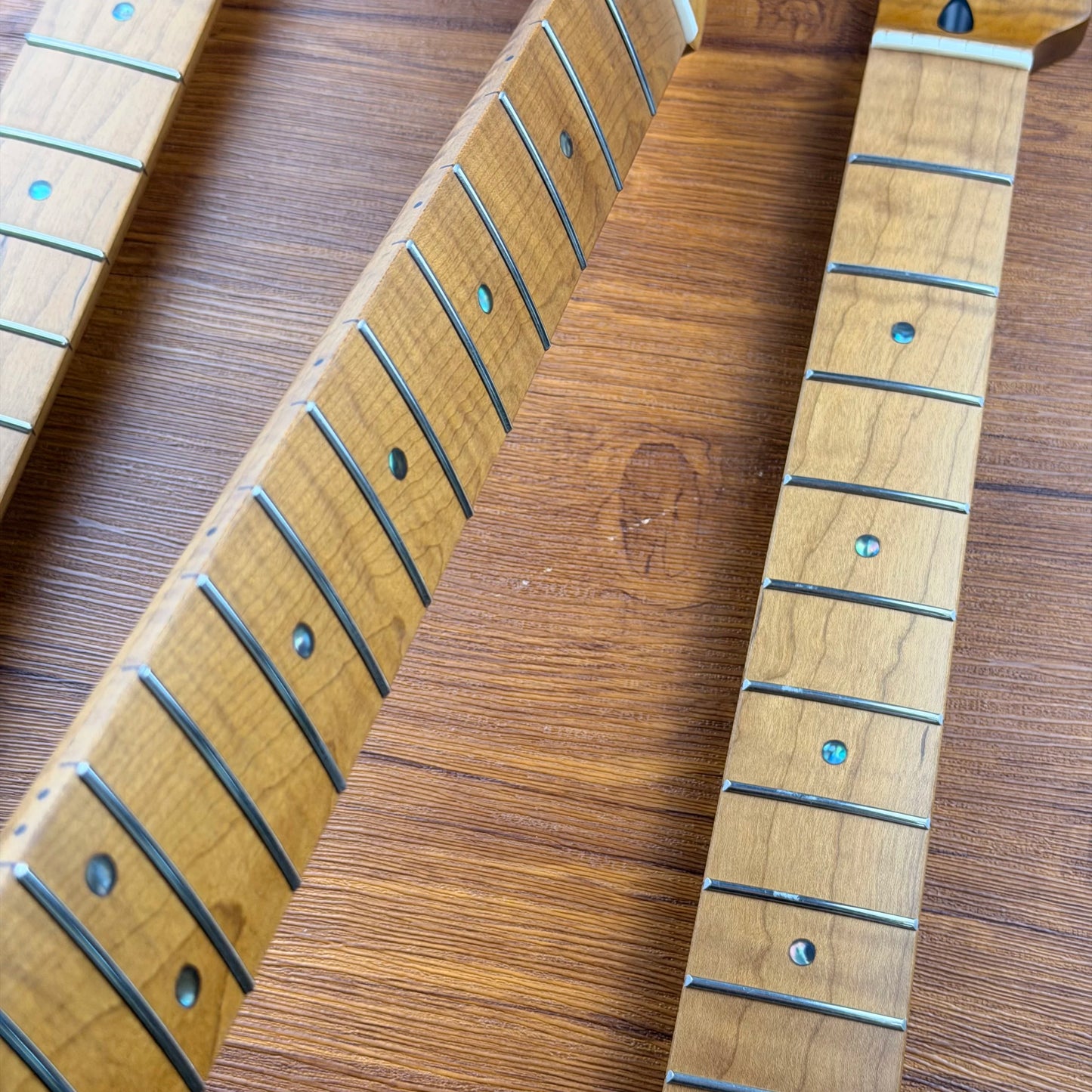 Right Hand Reverse Headstock Guitar Neck, Roasted Flame Maple Neck & Maple Fingerboard, 25.5" Scale Length for Tele Guitar