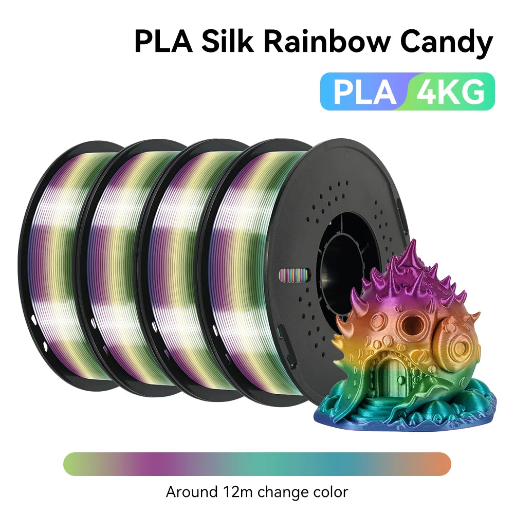 KINGROON 1kg 4kg  Silk & Matt Rainbow PLA 3D Printer Filaments Liquid Light for 3D Printing 1.75mm