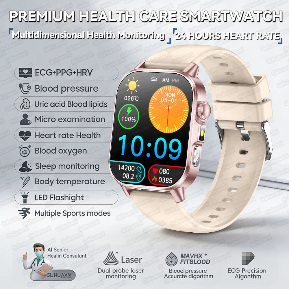 New Precise Health Care Smart Watch ECG+HRV Uric Acid Blood Lipids Emotional Perception Bluetooth Call Smartwatchs For Men Women