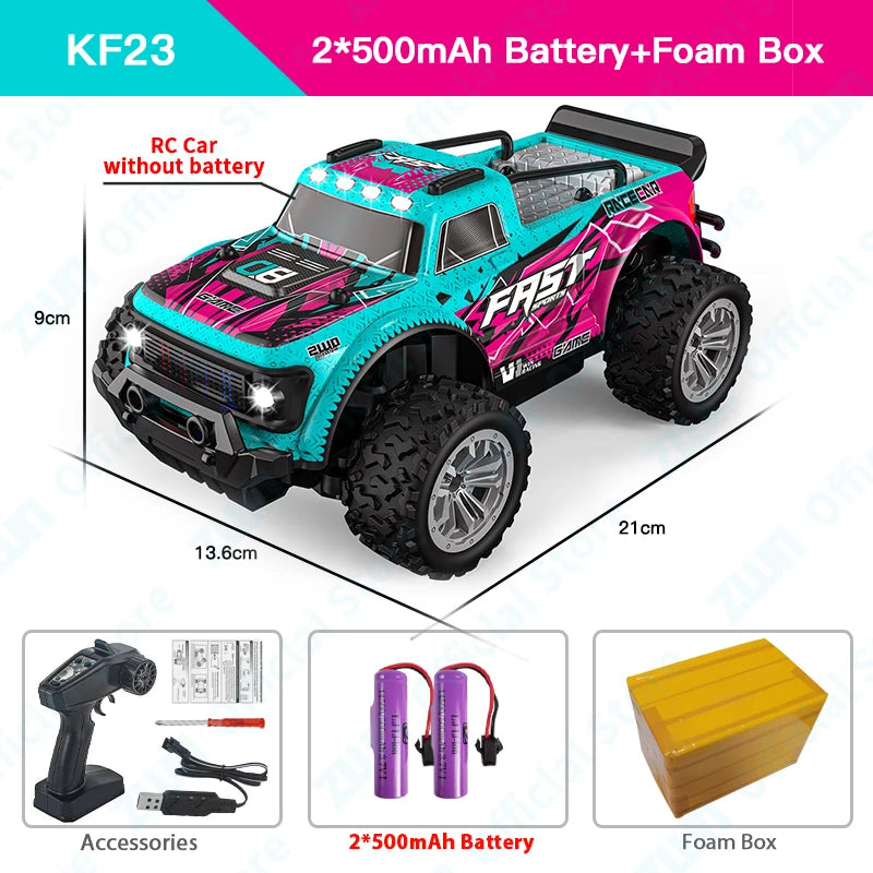 ZWN 1:16/1:20 2.4G Model RC Car With LED Light 2WD Off-road Remote Control Climbing Vehicle Outdoor Cars Toy Gifts for Kids