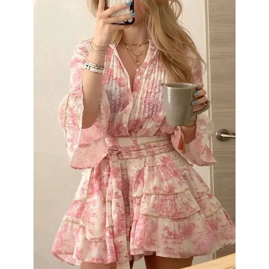 Women's Fashion Casual Elegant Romantic Vacation Printed Button Dress