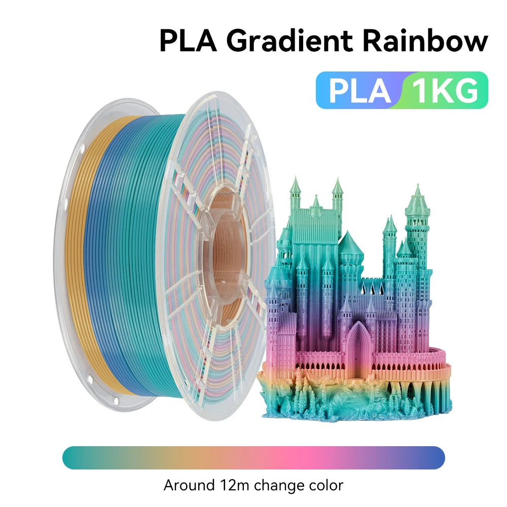 KINGROON 1kg 4kg  Silk & Matt Rainbow PLA 3D Printer Filaments Liquid Light for 3D Printing 1.75mm