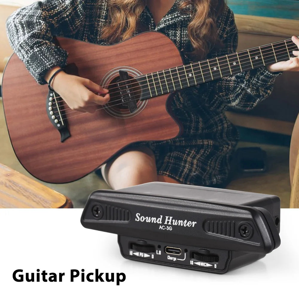 Sound Hunter Guitar Pickup Wooden Guitar Sound Hole Vibration Pickup Active Pickup System Dual Coil Pickup No Punching for Guita