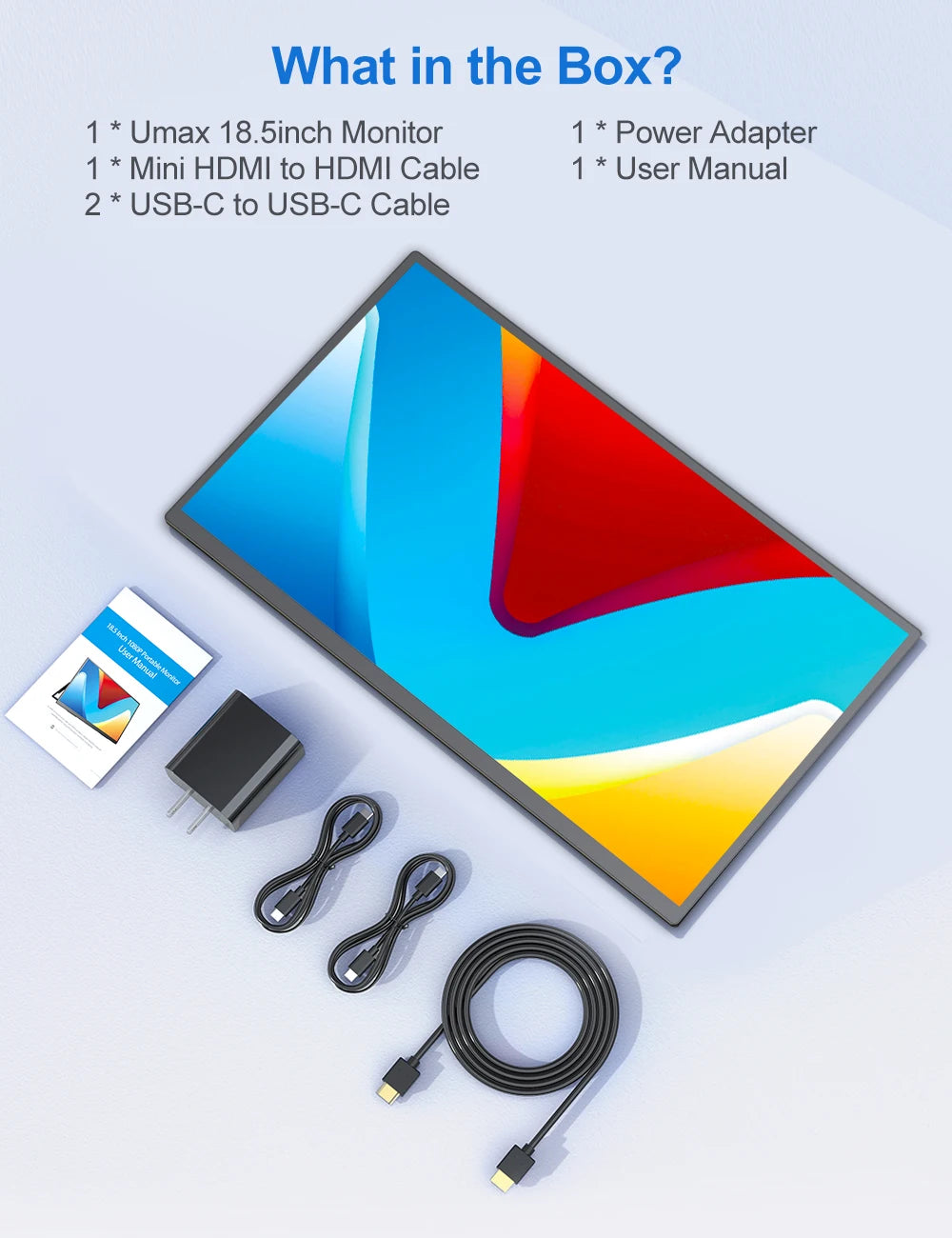 UPERFECT 18.5inch 120hz Portable Monitor 1080P 16:9 100%sRGB 300Cd/m² Display Game Screen For Laptop Mac Phone Xbox PS4/5 Switch